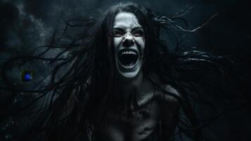 Intense expression of fear and anguish photo