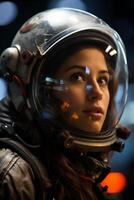 astronaut in spacesuit gazing into the distance photo