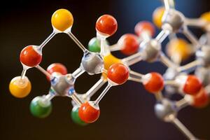 Molecular structure model with colorful spheres photo