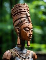Intricate wooden african sculpture with detailed patterns photo