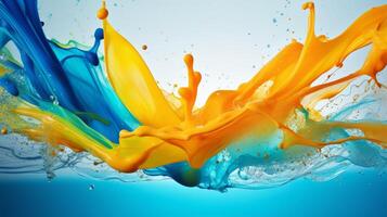 Colorful paint splash in water photo