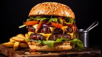 Delicious Cheeseburger with Fries photo