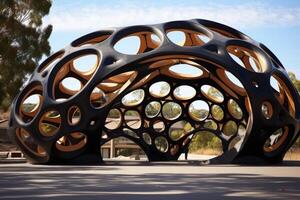 modern architectural structure with organic shapes and patterns photo