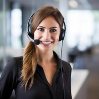 smiling customer service representative with headset photo