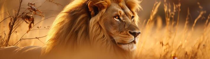 Majestic lion in the wild photo