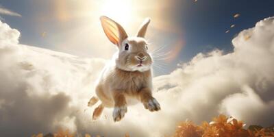 Adorable rabbit in the clouds photo