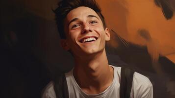 Smiling young man with bright expression photo