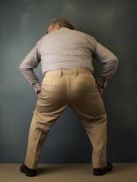 Man in casual business attire standing with back to camera photo