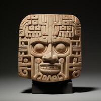 ancient stone carving of a mysterious face photo