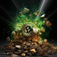 Cryptocurrency mining and blockchain technology concept photo