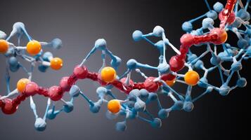 abstract molecular structure with colorful spheres photo