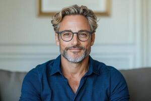 Portrait of a smiling man with glasses photo