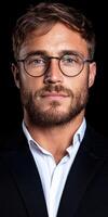 Portrait of a handsome businessman wearing glasses photo