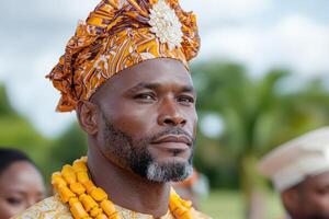 Portrait of a man in traditional African attire photo
