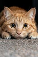Close up of a ginger cat looking directly at the camera photo