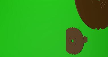 3D green screen animation of uniquely shaped disc objects rotating and moving forward video