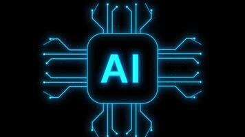 Artificial intelligence microchip animation circuitry design showing artificial intelligence representation suitable for technologyrelated concepts and projects. Perfect for techrelated video
