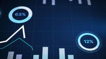 business statistics graphs, charts, percentages financial data. Suitable for business presentations, reports, articles requiring visual representation of statistics. video