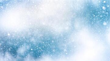 Blurred snowflakes of varying sizes, soft lighting with cool white and pastel blue gradient photo