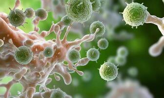 A close up of a cell with many different types of cells photo