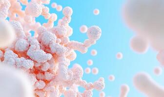 A large number of white bubbles are floating in the air photo