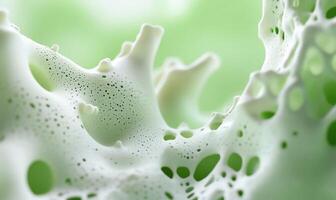 A close up of a white foam with bubbles photo