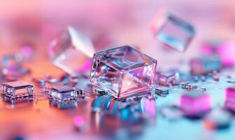 3d abstract cubes on a colorful background photo