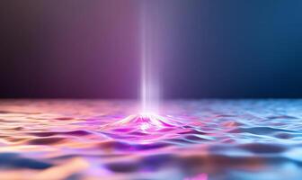 A beam of light is shining on the water photo