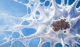 A close up of a cell with a white substance photo
