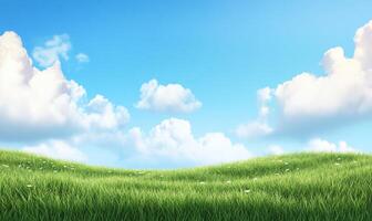A field with grass and clouds photo