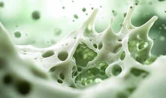 A close up of a green liquid with bubbles photo