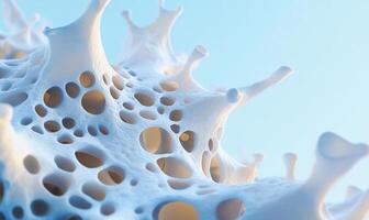 A close up of a white substance with holes photo