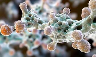 A close up of a cell with many different types of cells photo