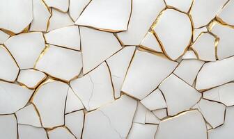 A white wall with gold paint on it photo