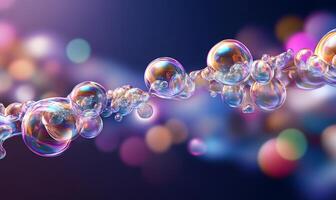 A group of soap bubbles floating in the air photo
