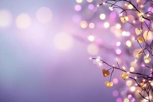 A dreamy background with heart-shaped lights and soft bokeh effects. photo