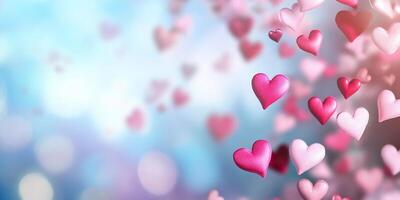A dreamy background filled with floating hearts, symbolizing love and affection. photo