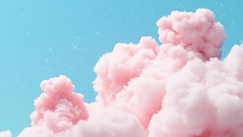 Soft pink clouds against a bright blue sky, creating a dreamy atmosphere. photo