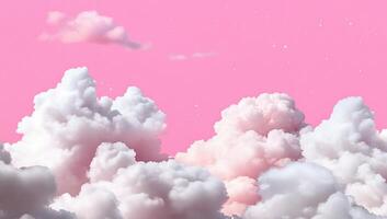 Soft, fluffy clouds against a pink sky create a dreamy atmosphere. photo
