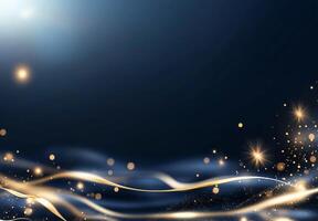 A serene abstract background with golden sparkles and flowing lines. photo