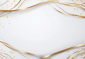 Elegant golden ribbons on a white background for festive occasions. photo