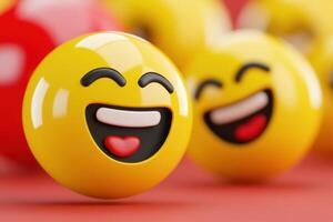 Bright and cheerful animated background with laughing emoji faces in dynamic red and yellow tones creating a joyful atmosphere of fun photo