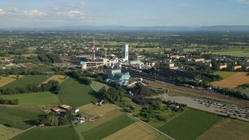 Aerial view of coal mine with coal heaps in Poland. video