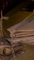 Paper envelopes and packages with numbers on them for a raffle contest at a festive event video