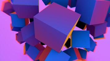 3d rendering of cubes on a purple background video
