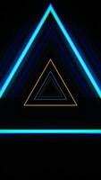 Abstract glowing triangle with neon lines on a dark background video