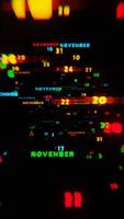 Abstract digital art with glowing text representing the month of November in vibrant neon colors on a dark background video