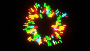 uma colorida luz círculo é mostrando em uma Preto fundo video