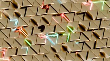 A wall with many triangles and lights video