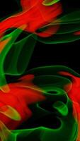 Abstract red and green waves on black background video
